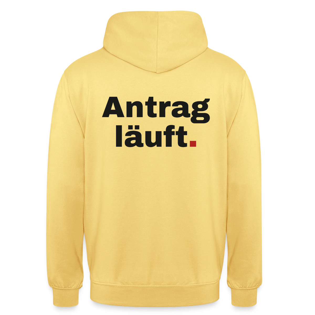 "Antrag läuft." Motiv-Hoodie unisex, Farbe Zitronengelb