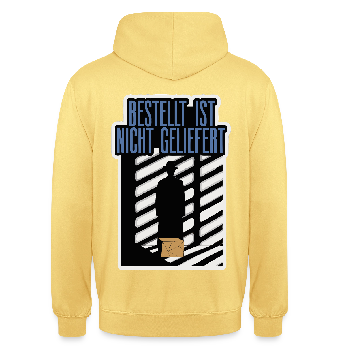 "Bestellt ist nicht geliefert. Film-noir-Motiv" Motiv-Hoodie unisex, Farbe Zitronengelb
