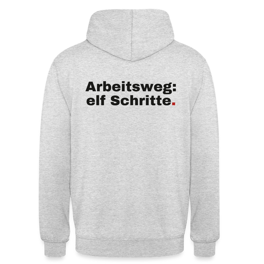 Arbeitsweg: elf Schritte Motiv-Hoodie unisex, Farbe Hellgrau meliert