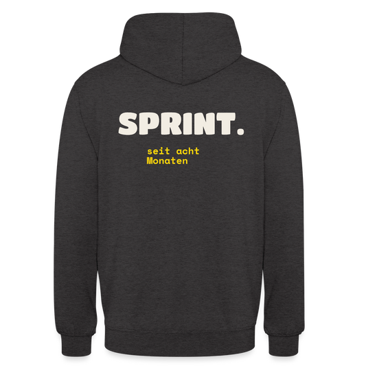 Sprint. Seit acht Monaten. Motiv-Hoodie unisex, Farbe Anthrazit