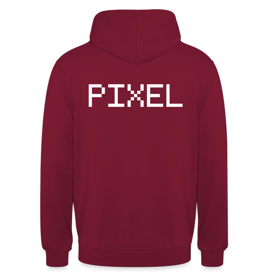 Pixel. Monochrom-Motiv Motiv-Hoodie unisex, Farbe Bordeaux
