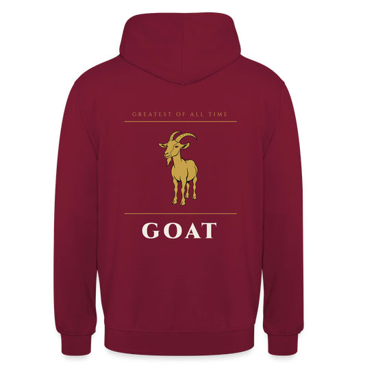 GOAT. Greatest of all time. Motiv-Hoodie unisex, Farbe Bordeaux