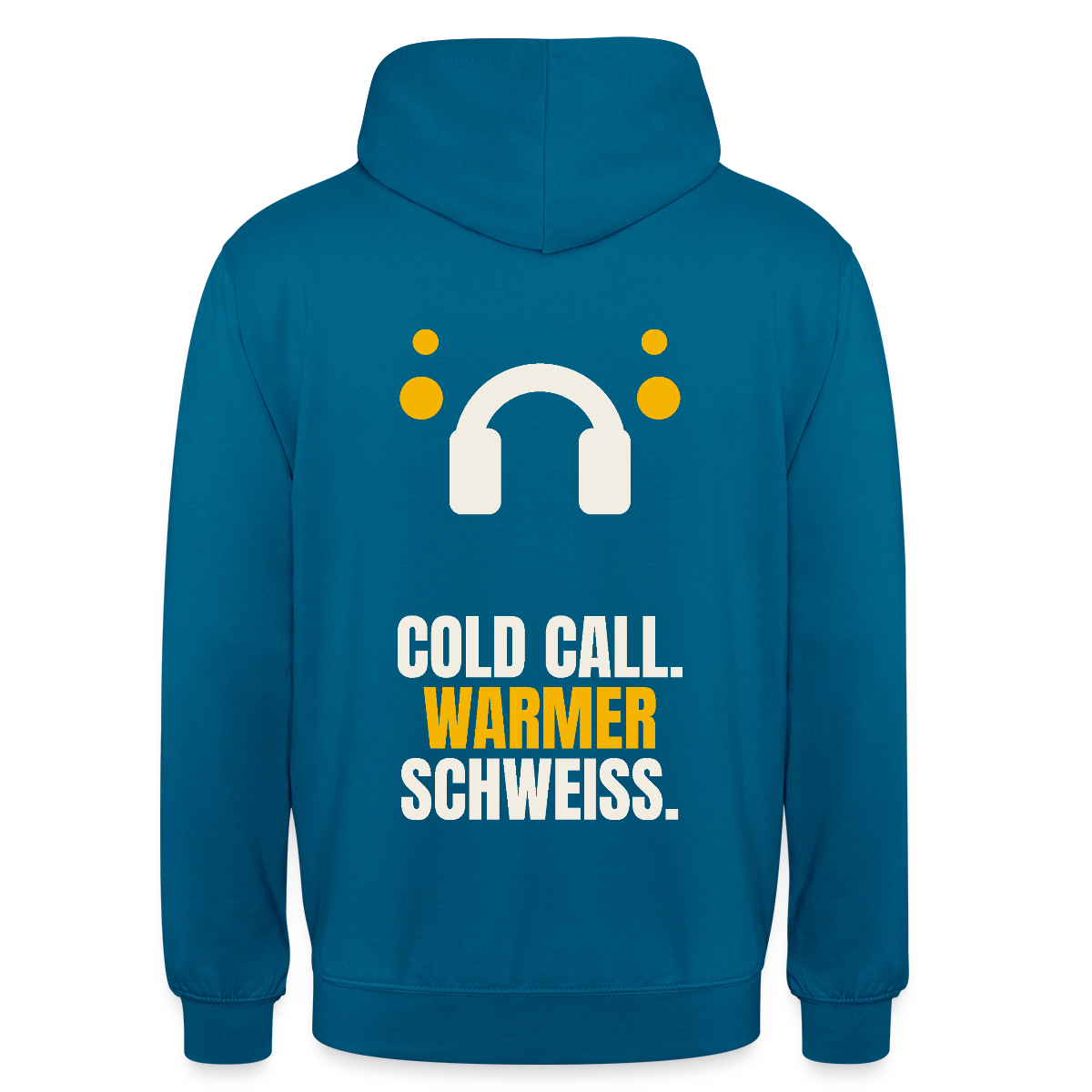 Cold Call. Warmer Schweiß. Motiv-Hoodie unisex, Farbe Tiefseeblau