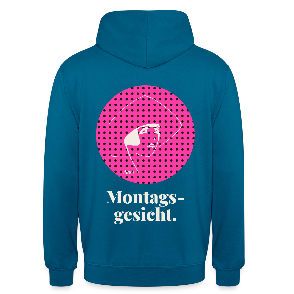"Montagsgesicht. Art-déco-Motiv" Motiv-Hoodie unisex, Farbe Tiefseeblau