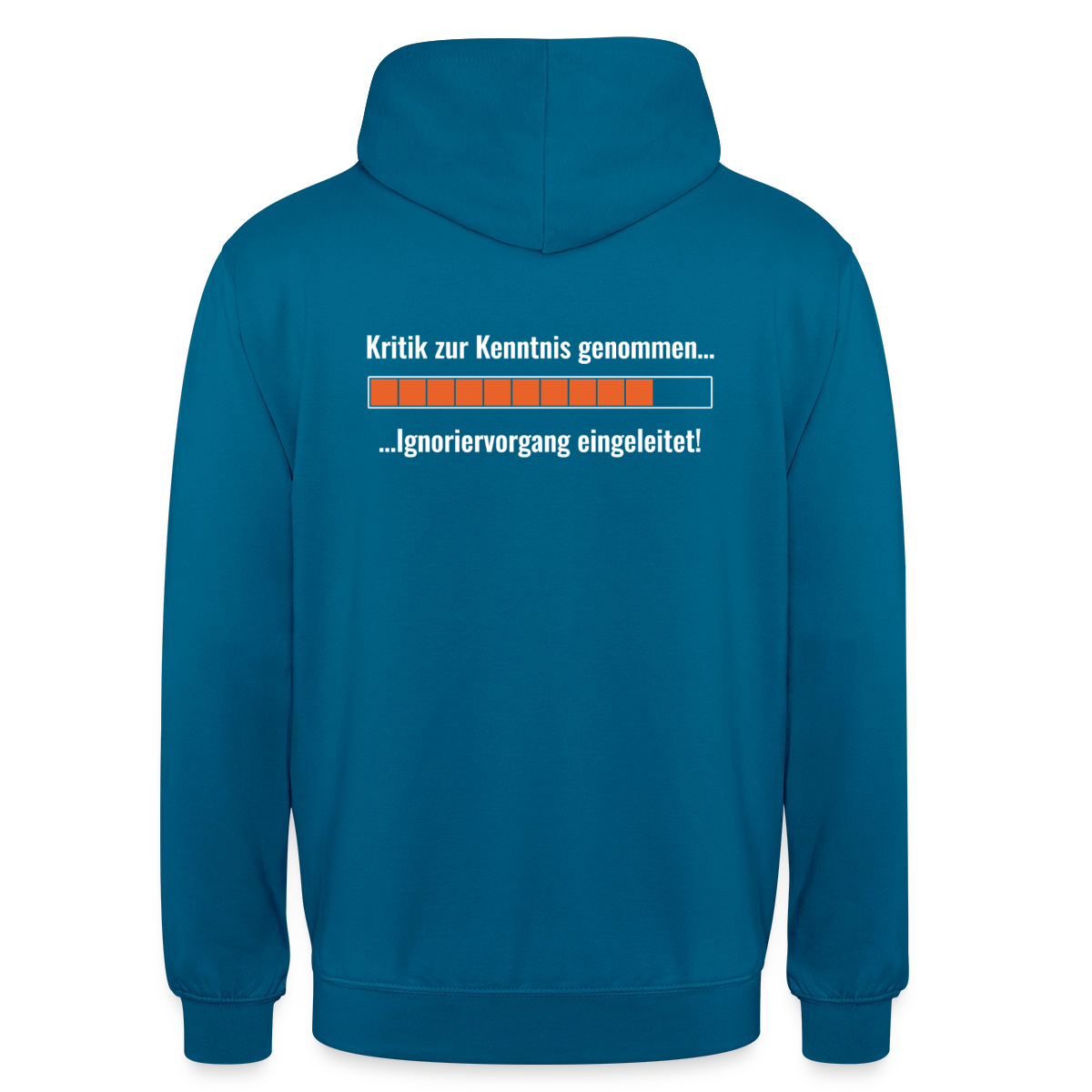 Kritik zur Kenntnis genommen. Ladebalken-Motiv Motiv-Hoodie unisex, Farbe Tiefseeblau