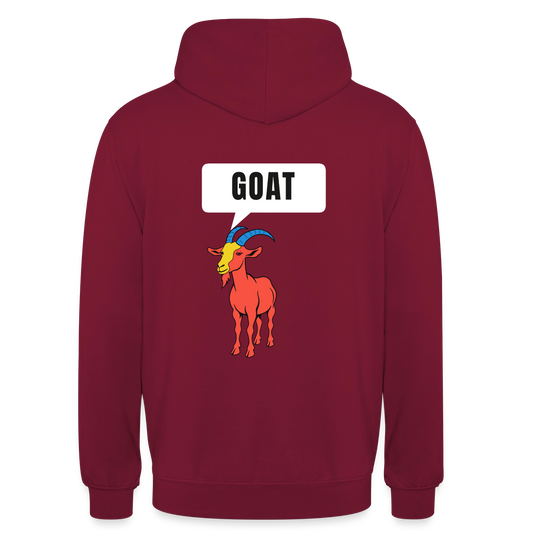GOAT. Schild-Motiv Motiv-Hoodie unisex, Farbe Bordeaux