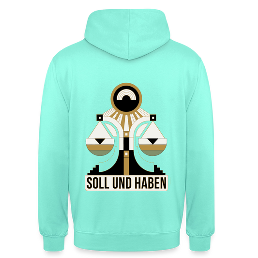 "Soll und Haben. Art-déco-Motiv" Motiv-Hoodie unisex, Farbe Mint