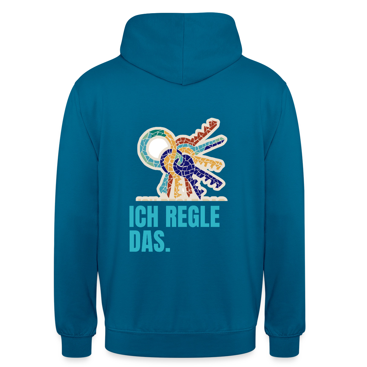 Ich regle das. Mosaik-Motiv Motiv-Hoodie unisex, Farbe Tiefseeblau