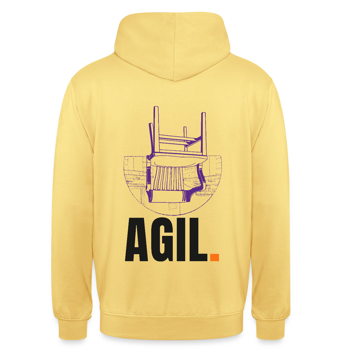"Agil." Motiv-Hoodie unisex, Farbe Zitronengelb