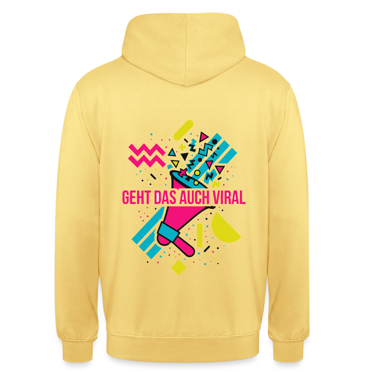 Geht das auch viral? Memphis-Motiv Motiv-Hoodie unisex, Farbe Zitronengelb