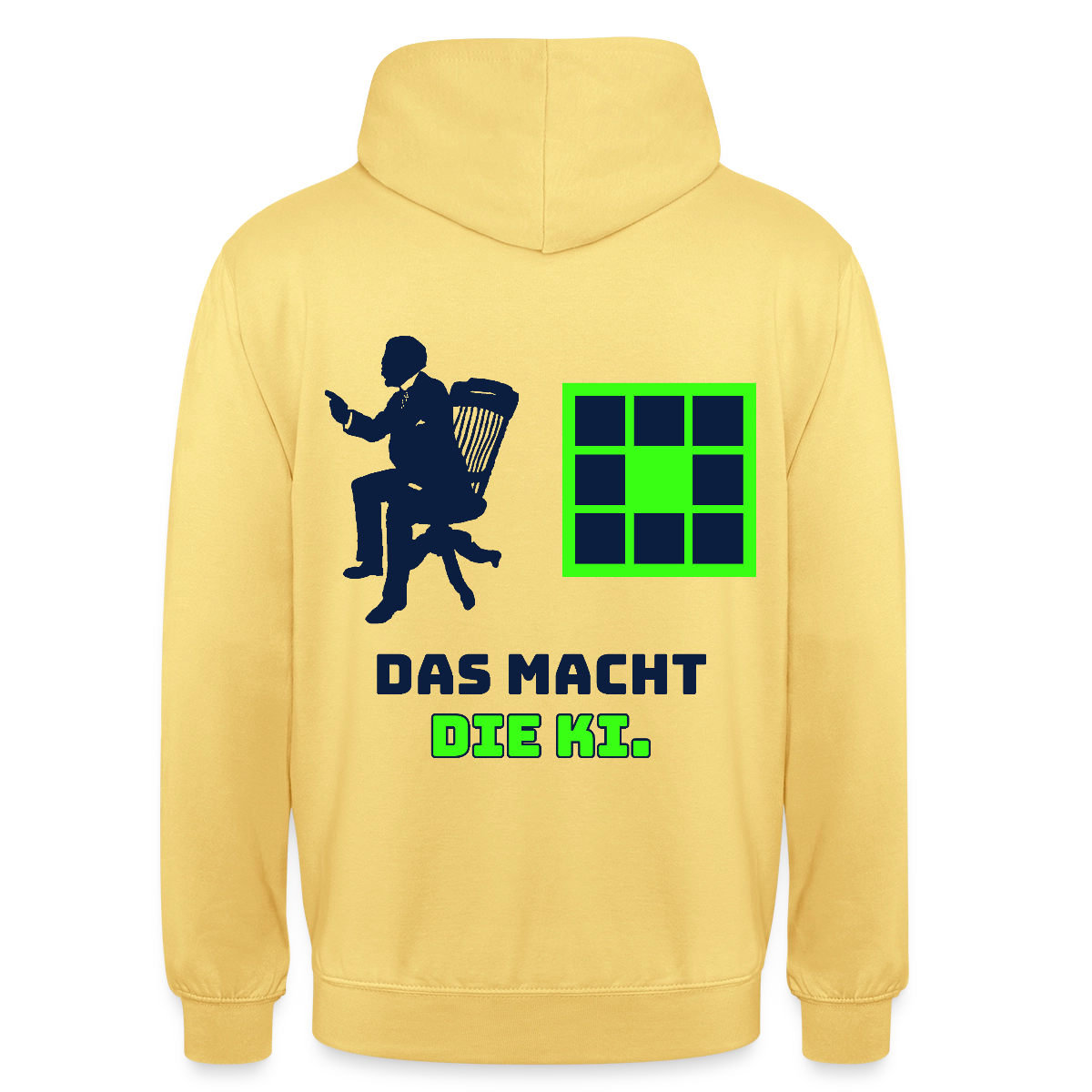 Das macht die KI. Motiv-Hoodie unisex, Farbe Zitronengelb