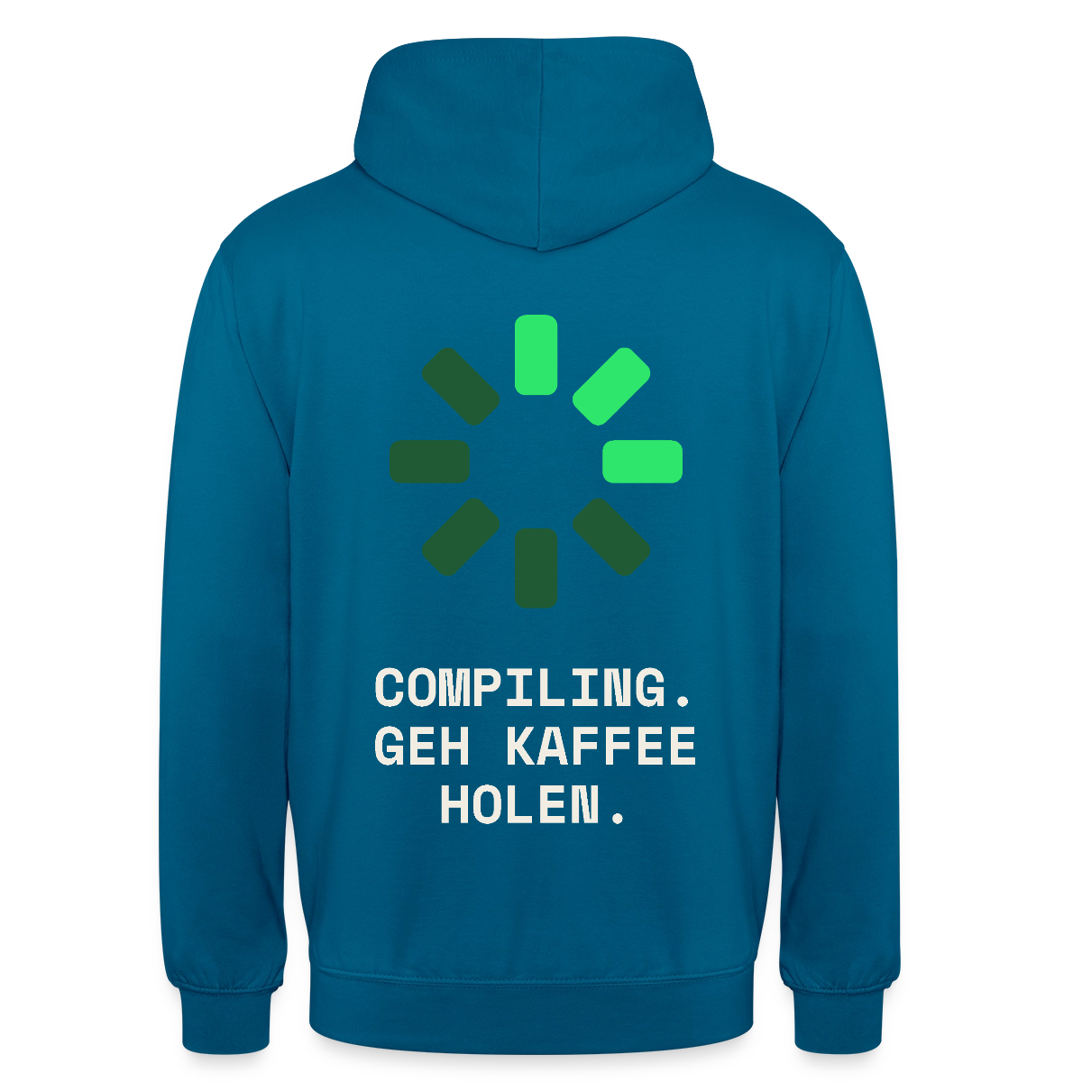 Compiling. Geh Kaffee holen. Motiv-Hoodie unisex, Farbe Tiefseeblau