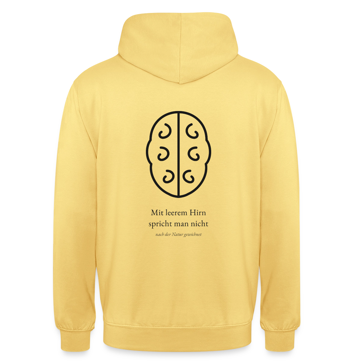 Mit leerem Hirn spricht man nicht. Motiv-Hoodie unisex, Farbe Zitronengelb