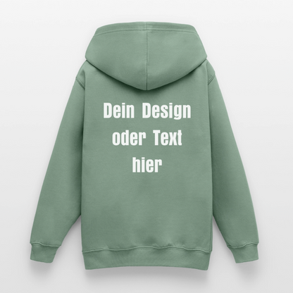 Teenager Hoodie - personalisierbare Vorder- und Rückseite - Graugrün