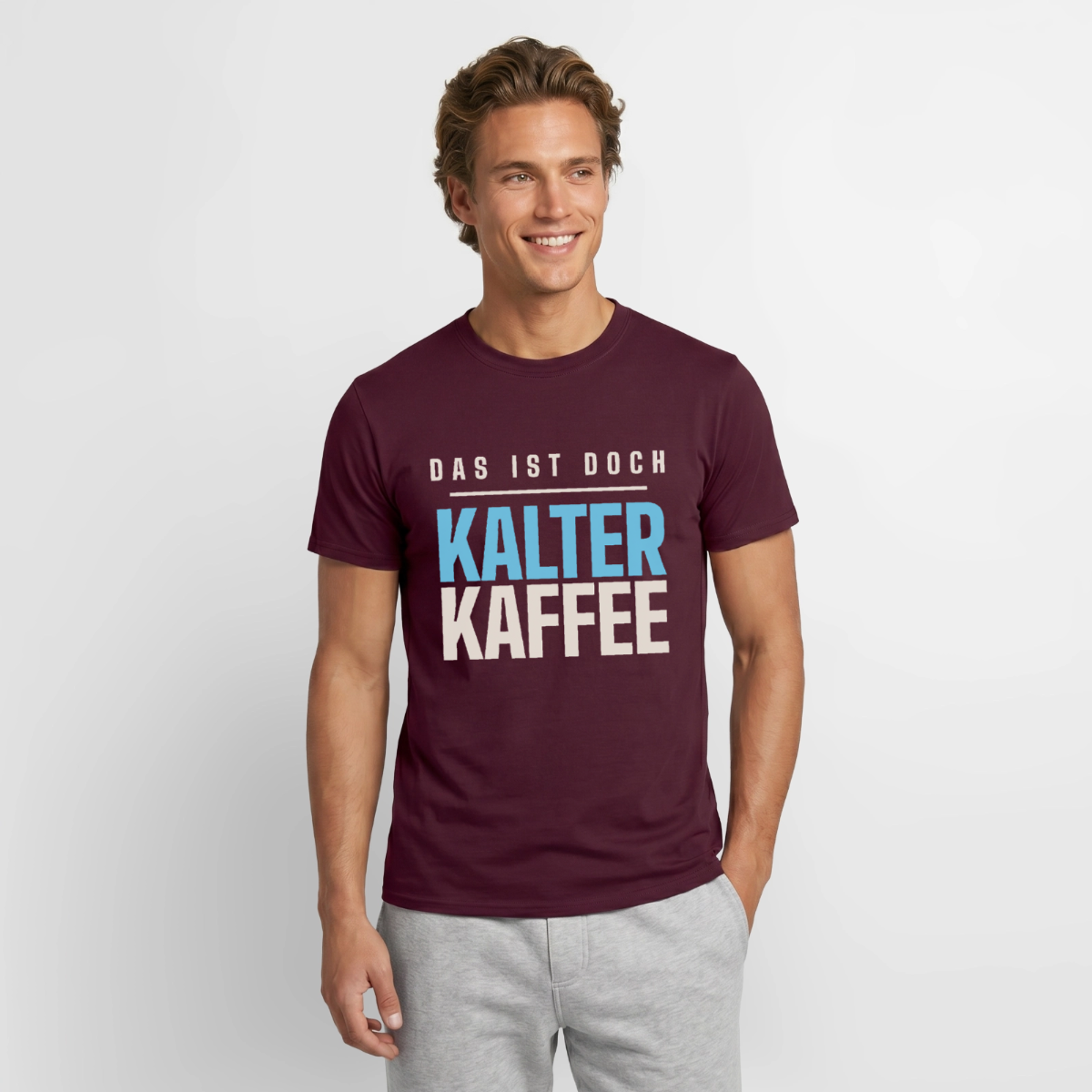 Das ist doch kalter Kaffee. Plakat-Motiv Motiv-T-Shirt für Männer, Farbe Ziegelrot, Model