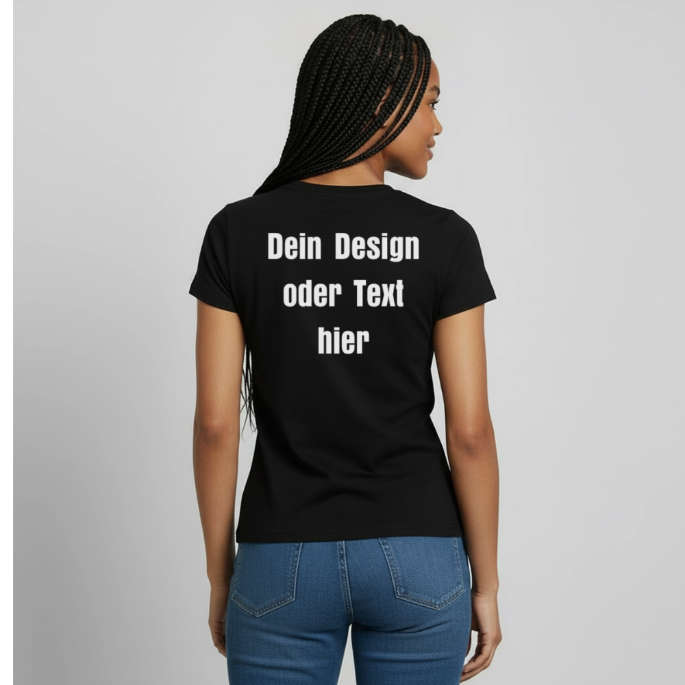 Frauen T-Shirt - personalisierbare Vorder- und Rückseite - Schwarz