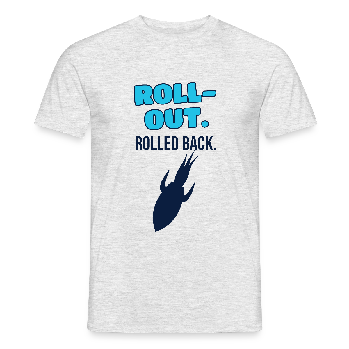 Roll-out. Rolled back. Motiv-T-Shirt für Männer, Farbe Grau meliert, Model