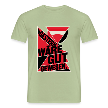 "Gestern wäre gut gewesen. Konstruktivismus-Motiv" Motiv-T-Shirt für Männer, Farbe Sage