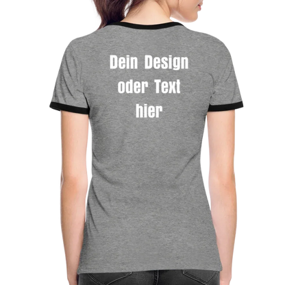 Frauen Kontrast-T-Shirt - personalisierbare Vorder- und Rückseite - Grau meliert/Schwarz