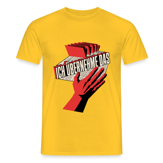 Ich übernehme das. Konstruktivismus-Motiv Motiv-T-Shirt für Männer, Farbe Gelb