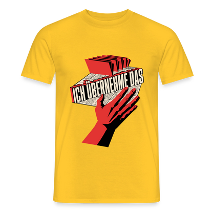 Ich übernehme das. Konstruktivismus-Motiv Motiv-T-Shirt für Männer, Farbe Gelb