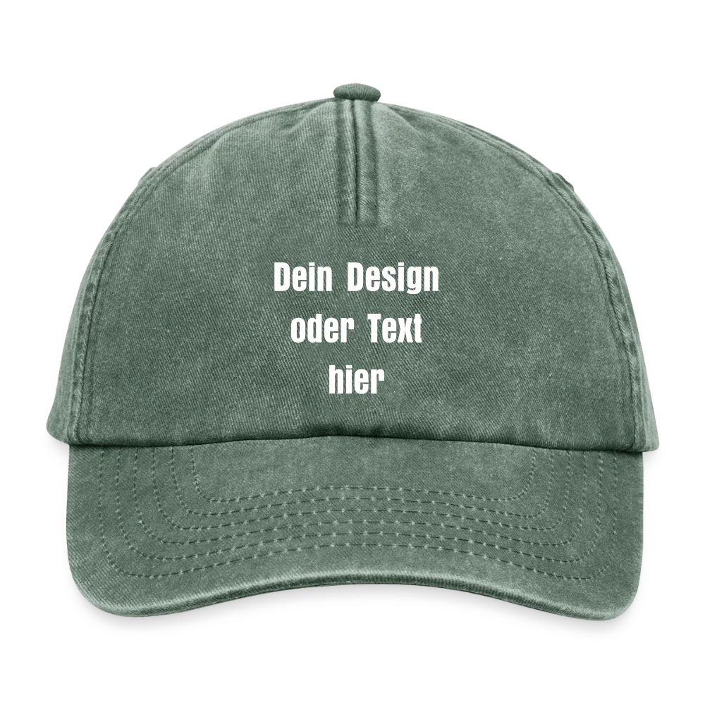 Vintage Dad Hat / Baseball Cap (100% Baumwolle) – personalisierbar - Vintage Flaschengrün 