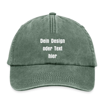 Vintage Dad Hat / Baseball Cap (100% Baumwolle) – personalisierbar - Vintage Flaschengrün 