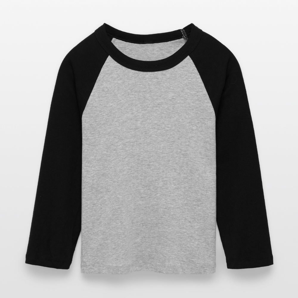 Frauen Cropped Baseball T-Shirt 3/4 Arm - personalisierbare Vorder- und Rückseite - Grau meliert/Schwarz