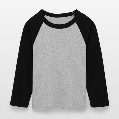 Frauen Cropped Baseball T-Shirt 3/4 Arm - personalisierbare Vorder- und Rückseite - Grau meliert/Schwarz