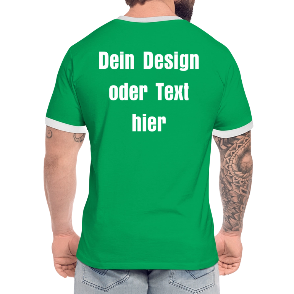 Männer Kontrast-T-Shirt - personalisierbare Vorder- und Rückseite - Kelly Green/Weiß