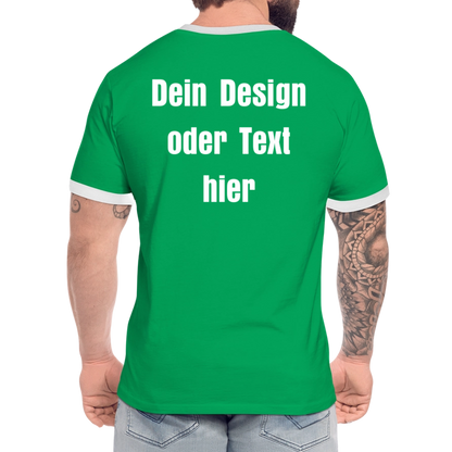 Männer Kontrast-T-Shirt - personalisierbare Vorder- und Rückseite - Kelly Green/Weiß