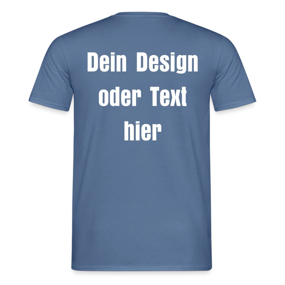 Männer T-Shirt - personalisierbare Vorder- und Rückseite - Taubenblau 