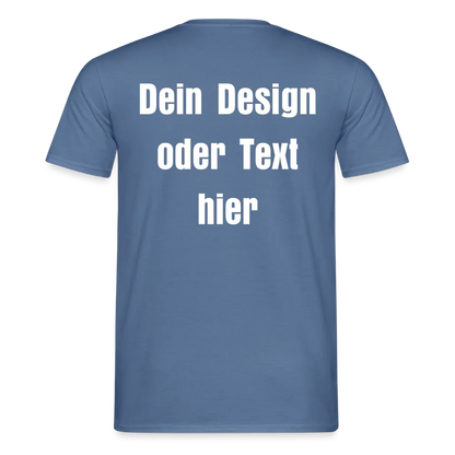 Männer T-Shirt - personalisierbare Vorder- und Rückseite - Taubenblau 