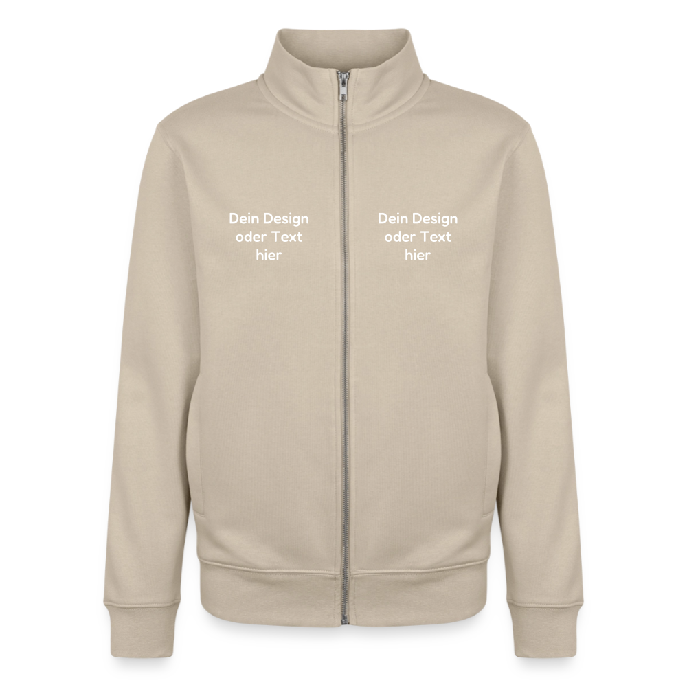 Pullover mit Zip-Kragen für Sie und Ihn (Unisex) - personalisierbare Vorder- und Rückseite - Cremebeige