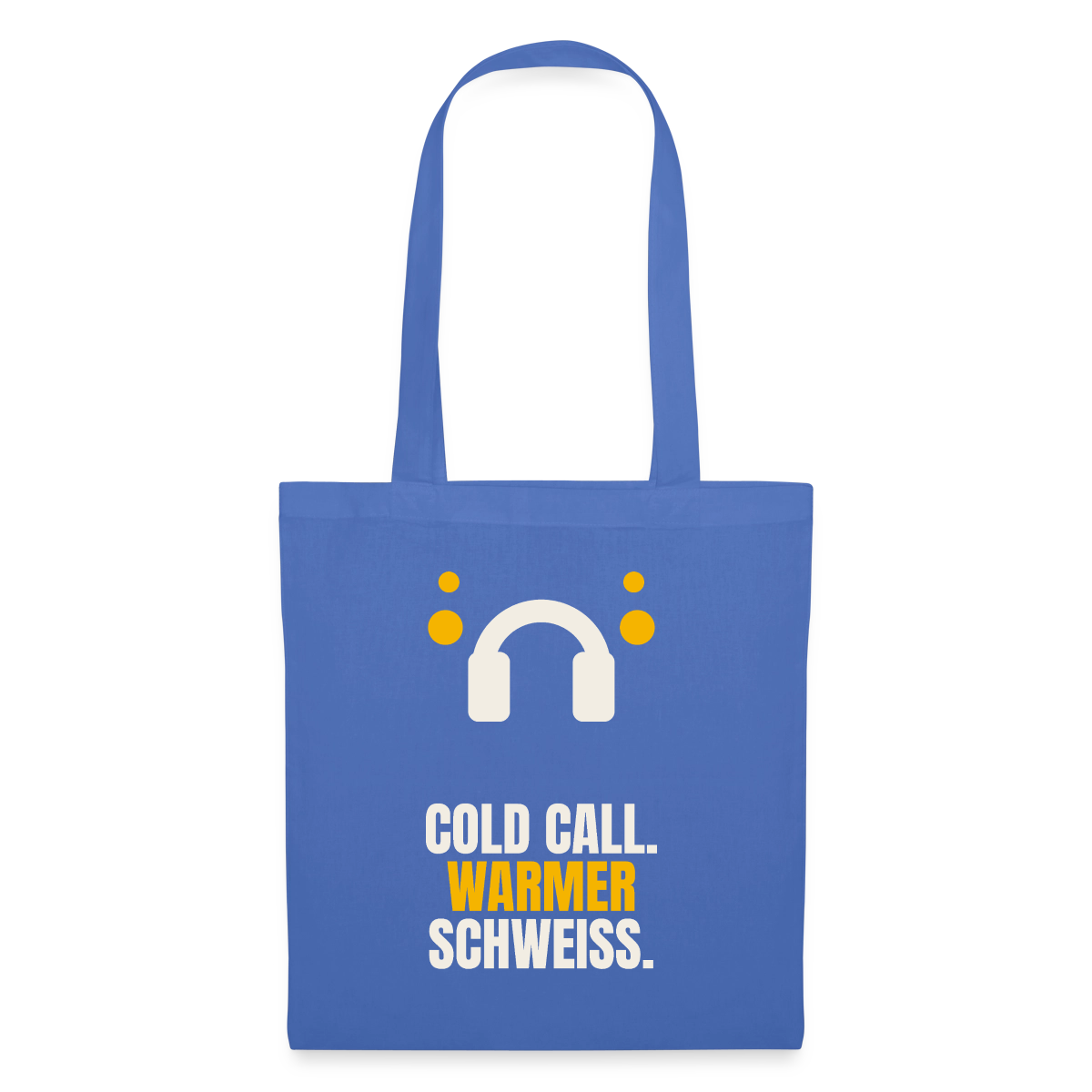 Cold Call. Warmer Schweiß. Stoffbeutel, Farbe Hellblau