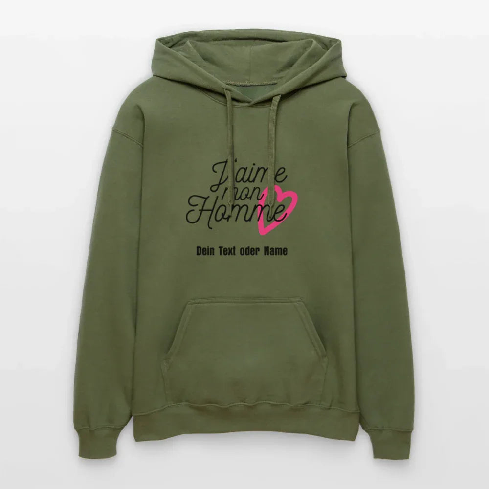 Kuschel-Hoodie "Valentine" für Frauen – personalisierbar & weich - Militärgrün
