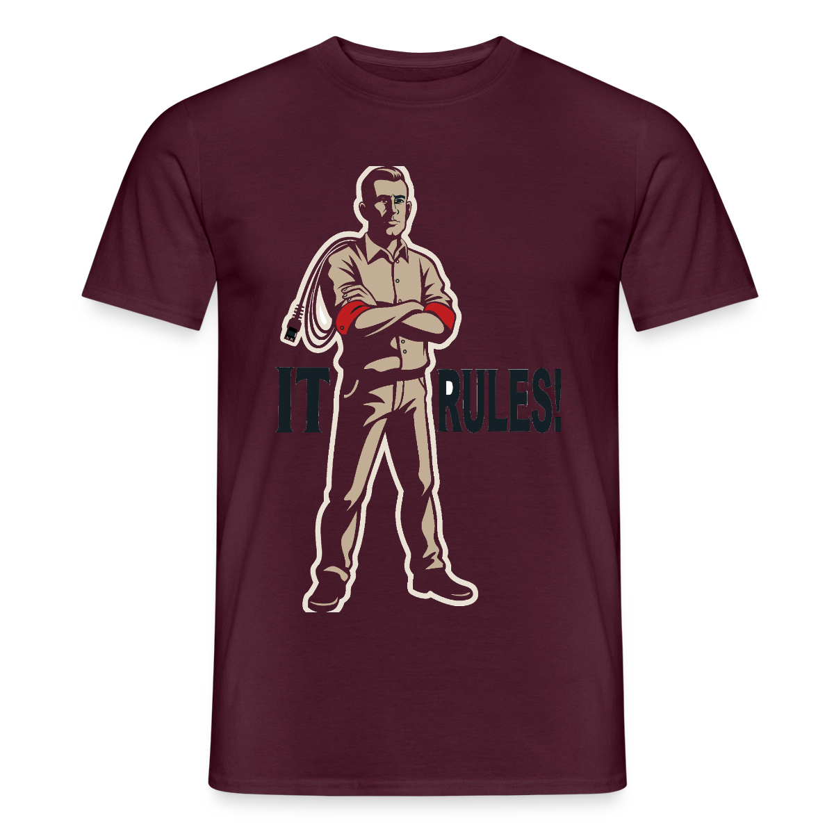 IT rules! Motiv-T-Shirt für Männer, Farbe Ziegelrot