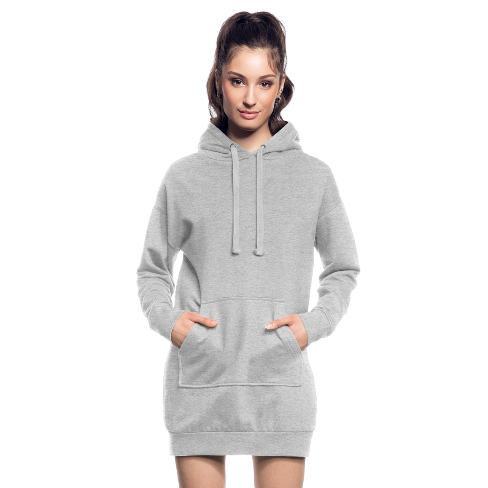 Hoodie-Kleid / Kapuzenpullover in Kleidlänge - personalisierbare Vorder- und Rückseite - Grau meliert