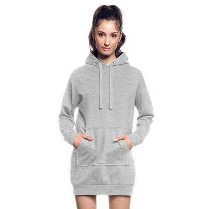 Hoodie-Kleid / Kapuzenpullover in Kleidlänge - personalisierbare Vorder- und Rückseite - Grau meliert