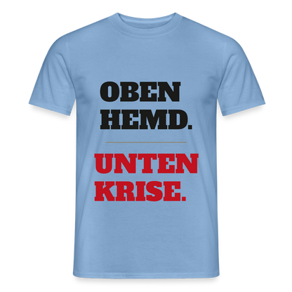 Oben Hemd, unten Krise Motiv-T-Shirt für Männer, Farbe Carolina Blue