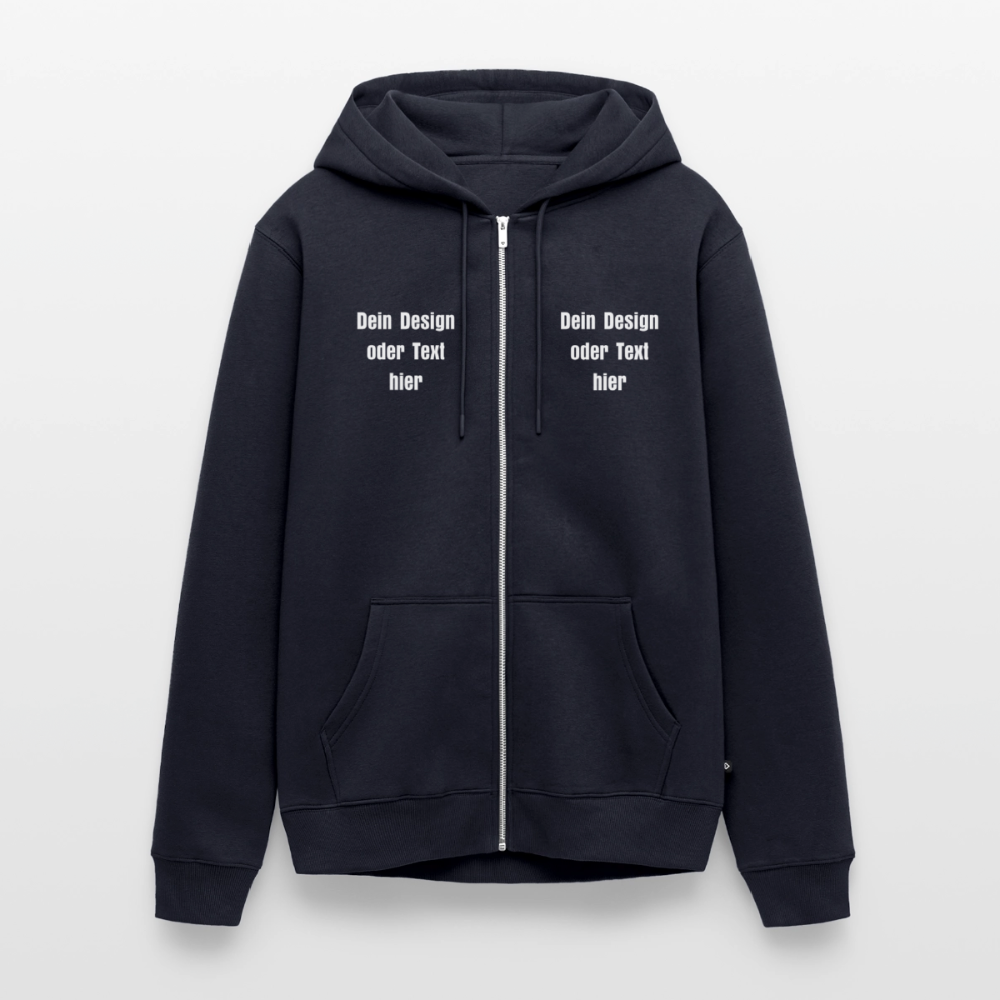 Männer Premium Kapuzenjacke - personalisierbare Vorder- und Rückseite - Navy