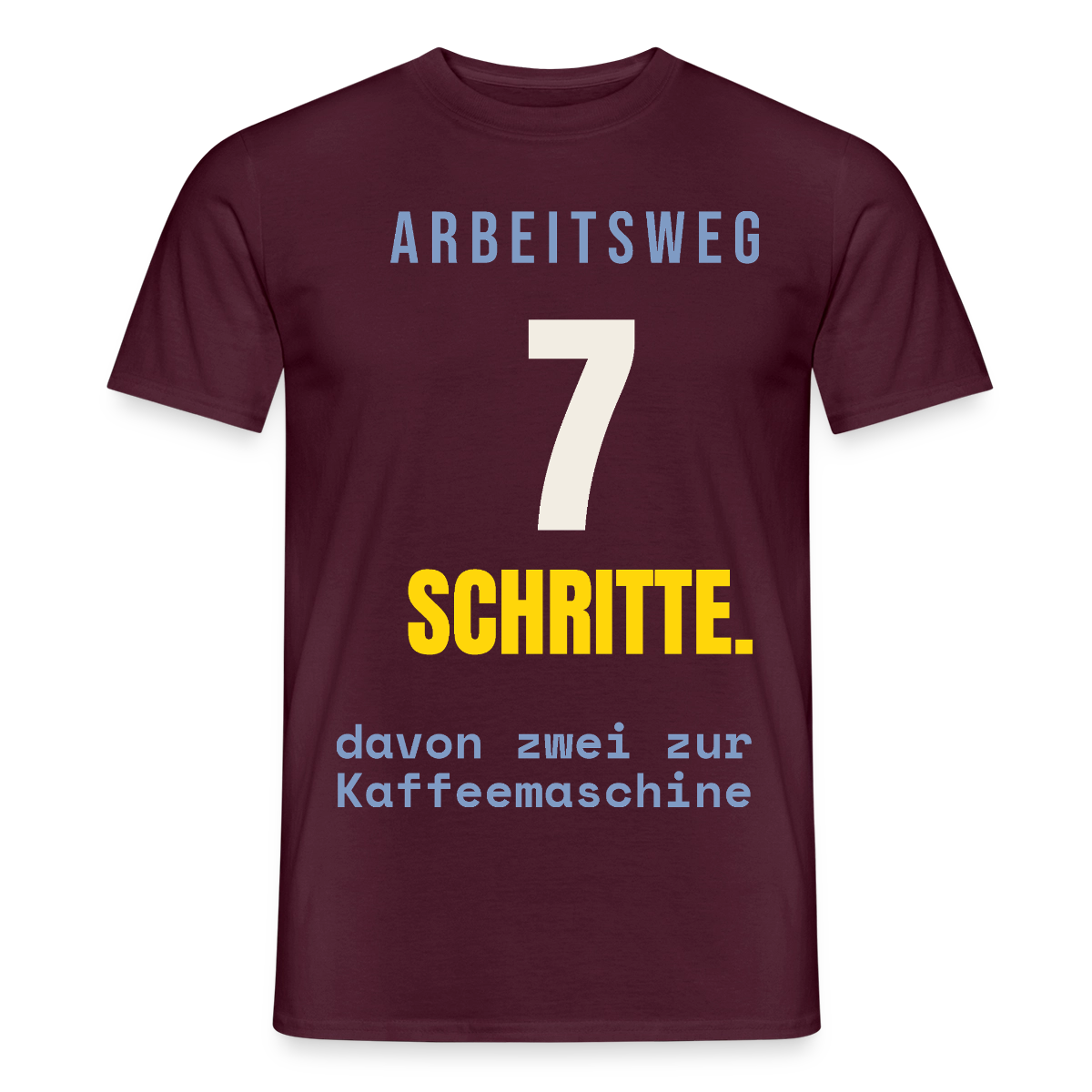 Arbeitsweg: sieben Schritte Motiv-T-Shirt für Männer, Farbe Ziegelrot