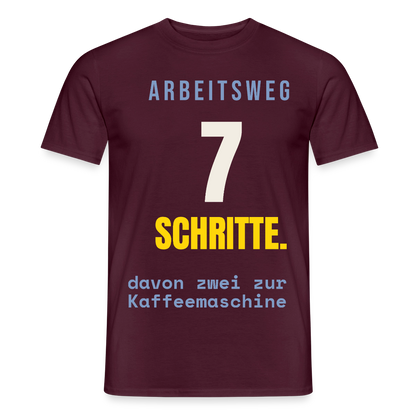 Arbeitsweg: sieben Schritte Motiv-T-Shirt für Männer, Farbe Ziegelrot
