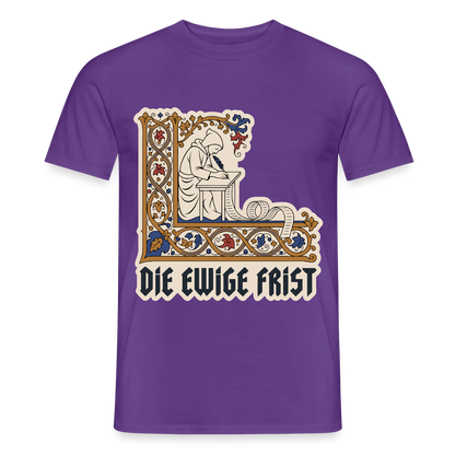 "Die ewige Frist. Buchmalerei-Motiv" Motiv-T-Shirt für Männer, Farbe Lila