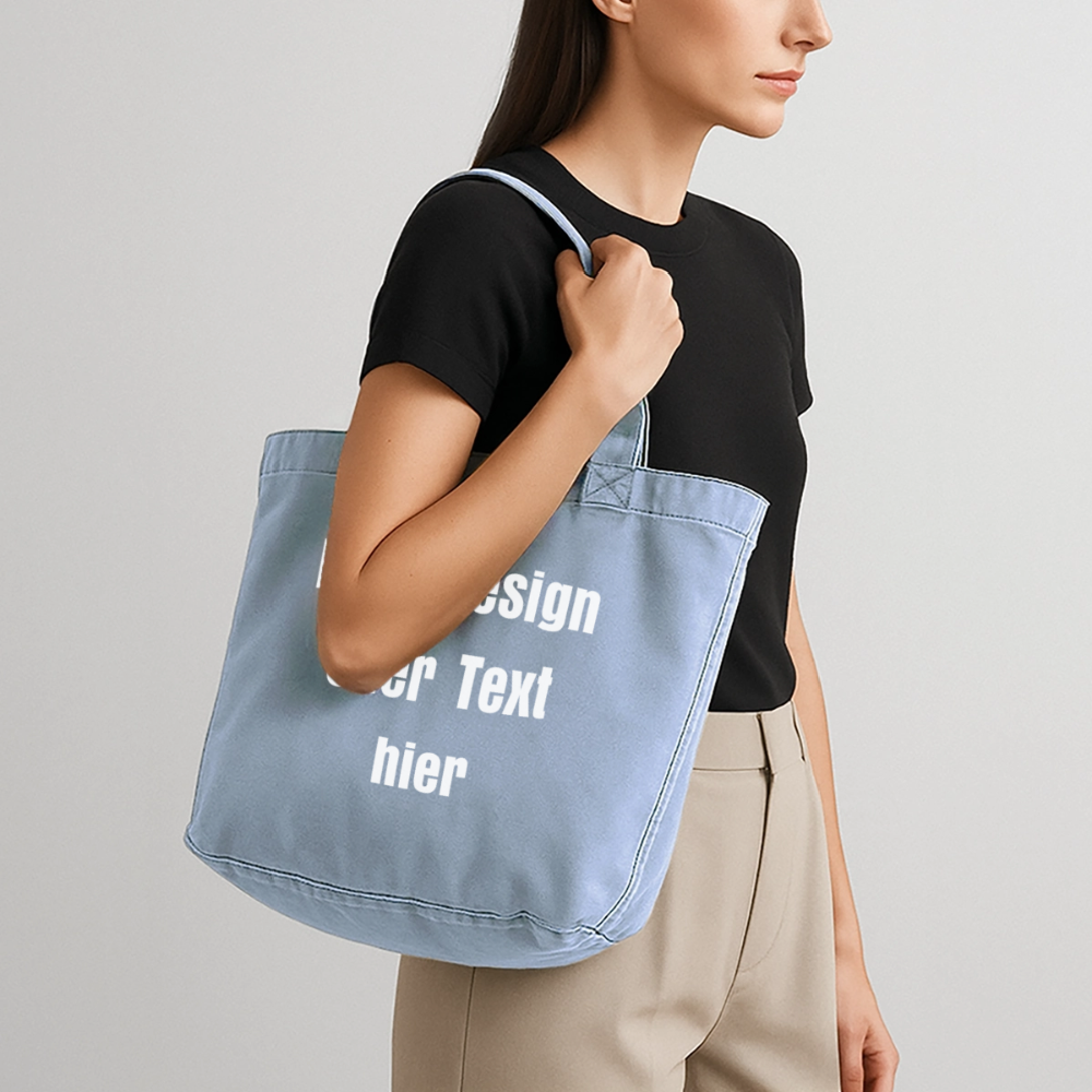 Vintage-Washed Shopper / Einkaufstasche im Vintage Stil - personalisierbar - vintage light blue