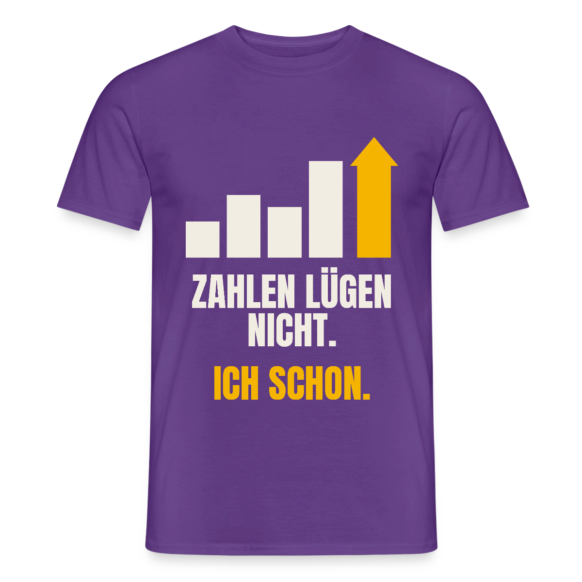 Zahlen lügen nicht. Ich schon. Motiv-T-Shirt für Männer, Farbe Lila