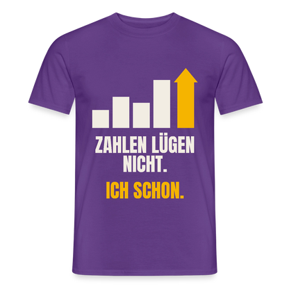 Zahlen lügen nicht. Ich schon. Motiv-T-Shirt für Männer, Farbe Lila