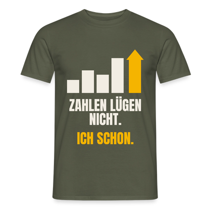 Zahlen lügen nicht. Ich schon. Motiv-T-Shirt für Männer, Farbe Militärgrün