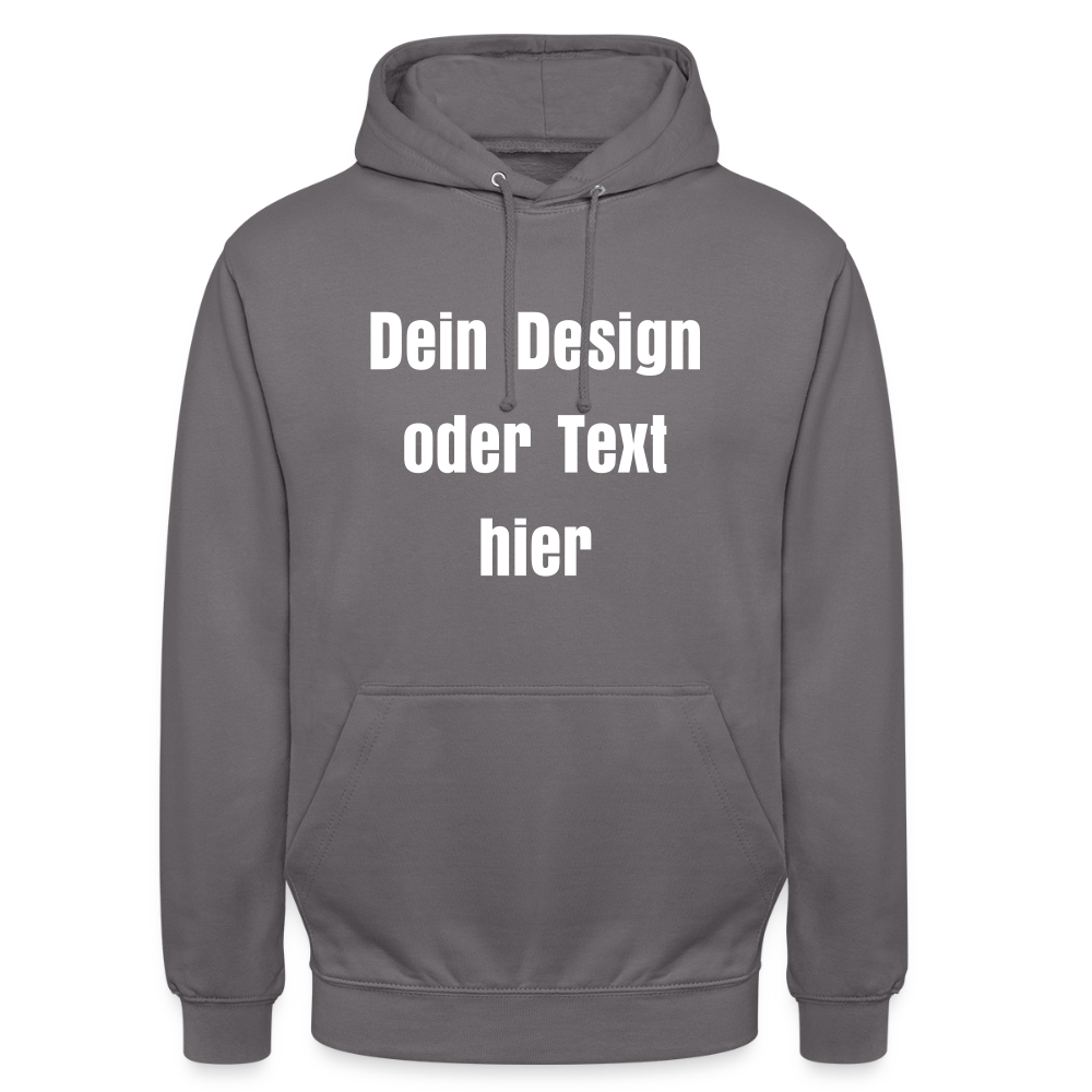 Unisex Hoodie - personalisierbare Vorder- und Rückseite - Mittelgrau