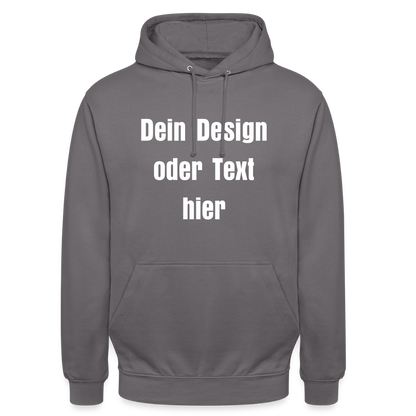 Unisex Hoodie - personalisierbare Vorder- und Rückseite - Mittelgrau